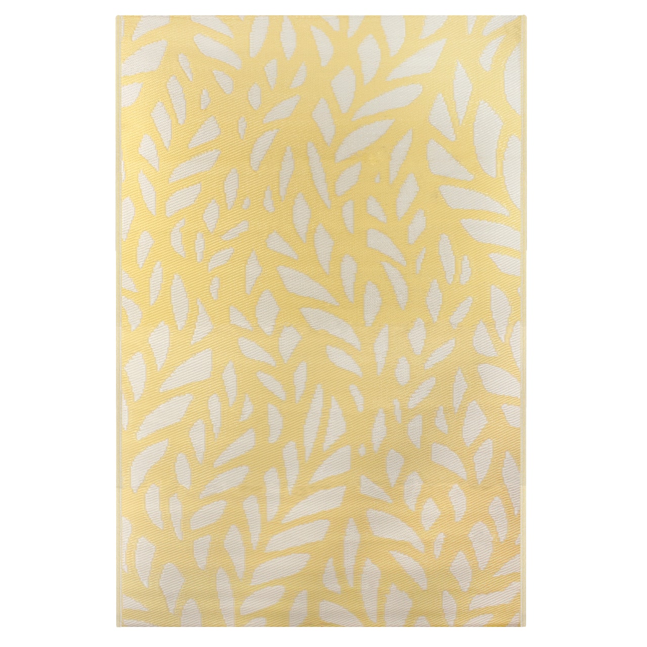 Yellow & White Floral Rectangular Outdoor Area Rug, 4ft. x 6ft.